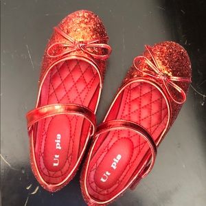 Ruby red glitter slipper flats